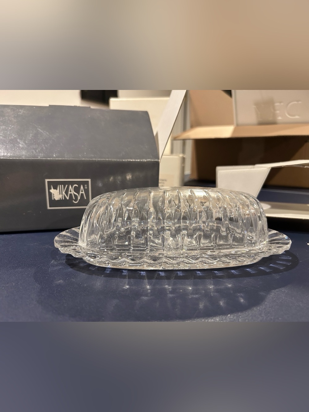 Mikasa Crystal butter dish